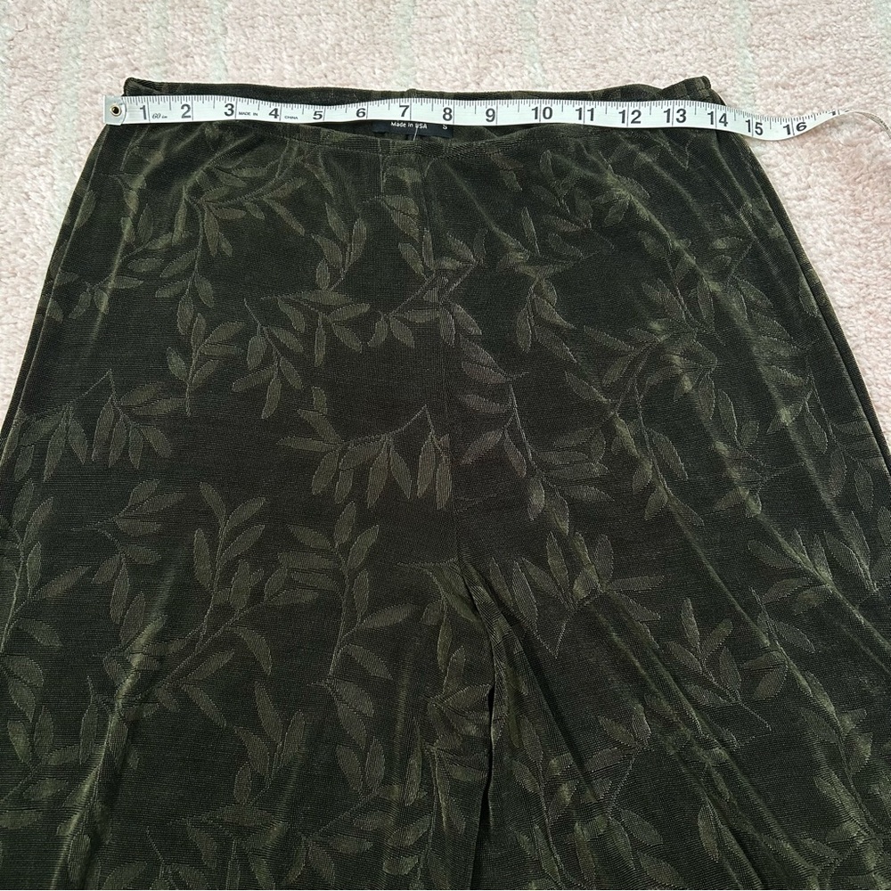 NWT Lee Anderson Wide Leg Ruched Pants Green Leaf Pattern Size Small Vacation - Picture 5 of 10